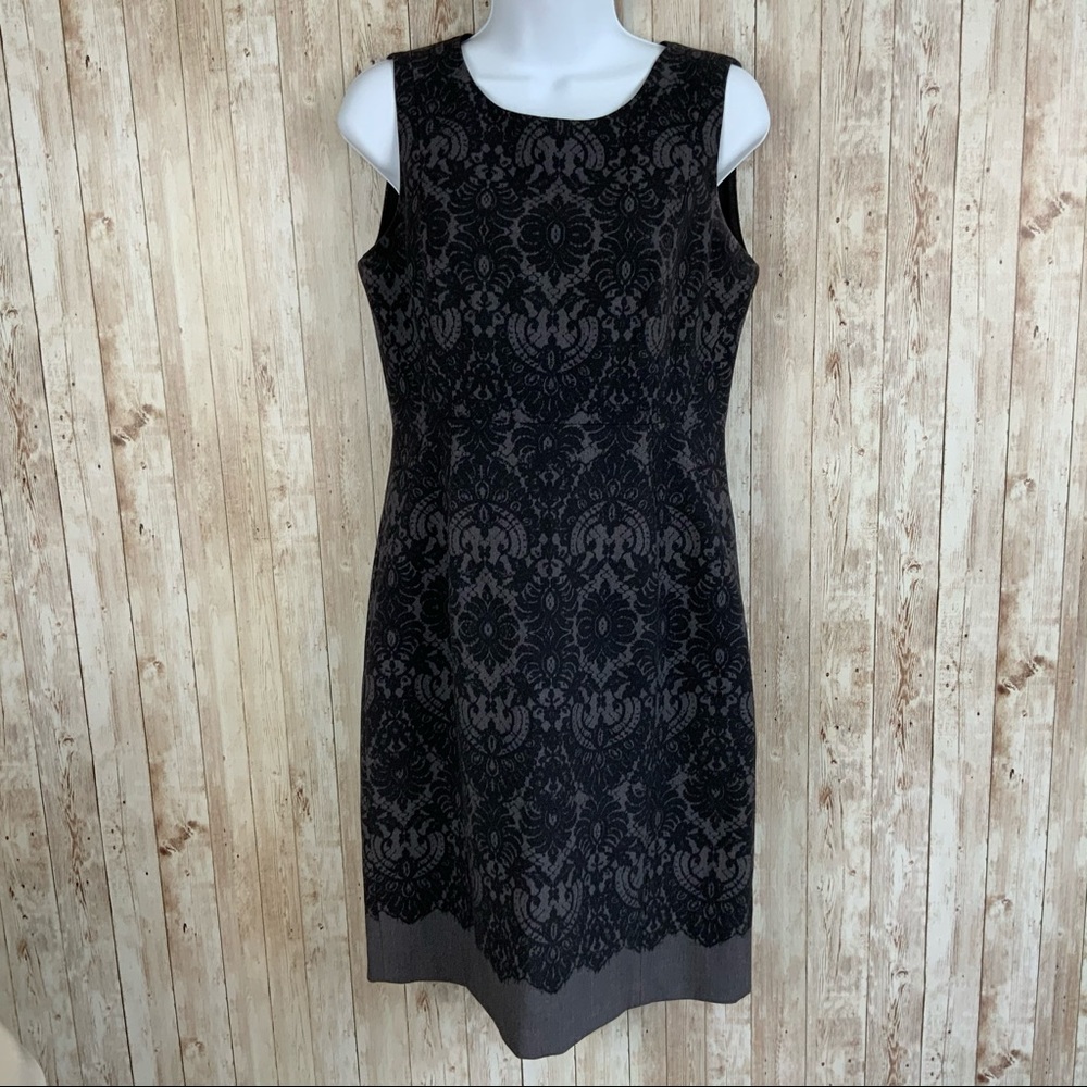 TAHARI BLACK AND GREY SLEEVELESS DRESS SIZE 2